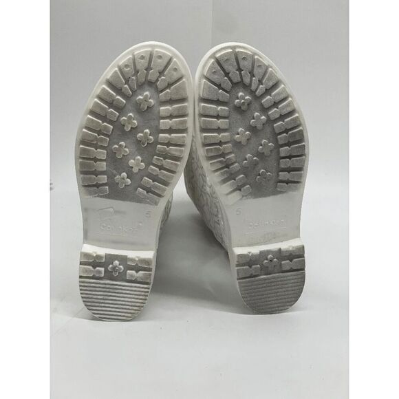 Calvin Klein Women's Suli Tall Logo Nylon Lug Sole Rain Boots - White 5M - Picture 5 of 7